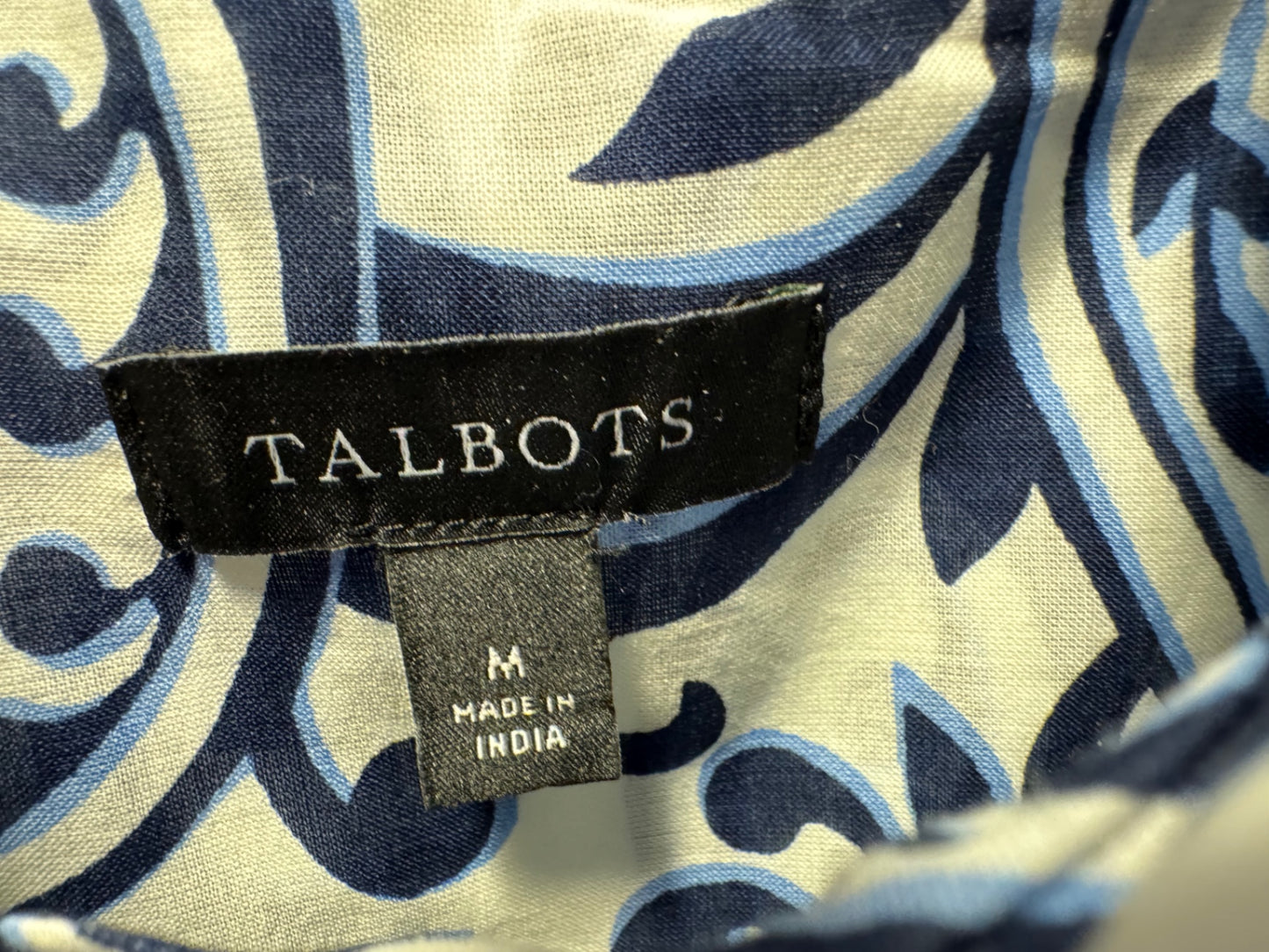 Talbots Shirt blue and white paisley M New without tags