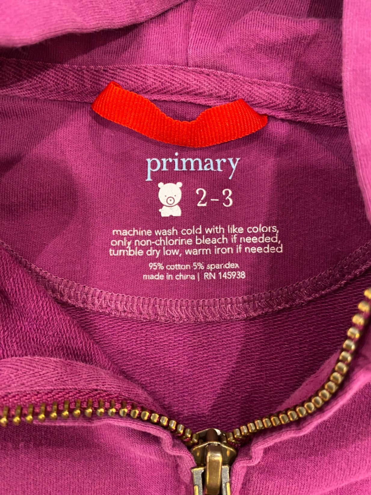 Primary magenta Zip hoodie XS / 2-3 Good