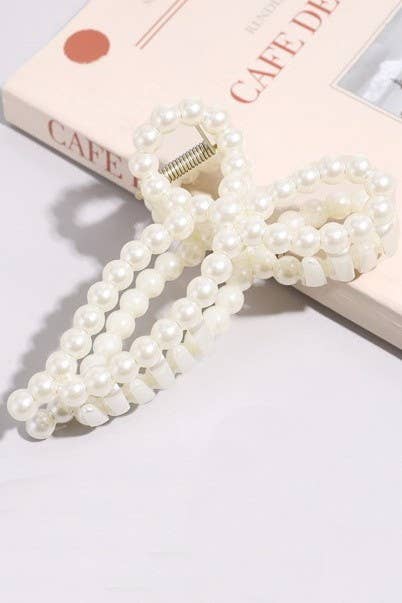 PEARL HAIR CLAW CLIPS | 40H736: BOW