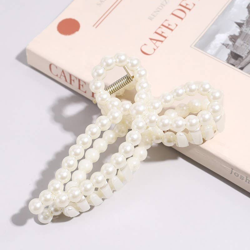 PEARL HAIR CLAW CLIPS | 40H736: BOW