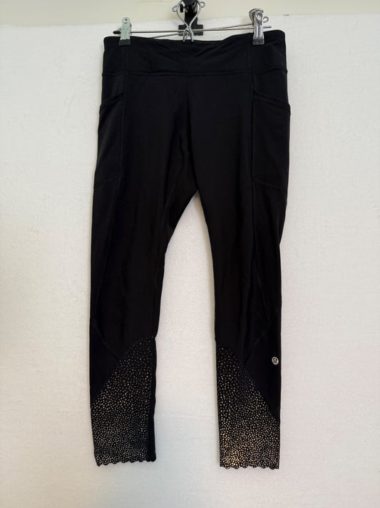 Lululemon Tight Stuff II Black Reflective Leggings 8 EUC