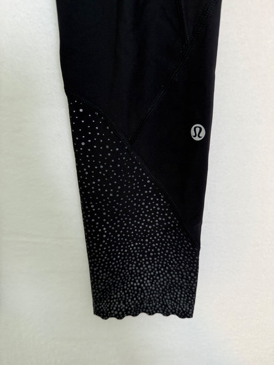 Lululemon Tight Stuff II Black Reflective Leggings 8 EUC