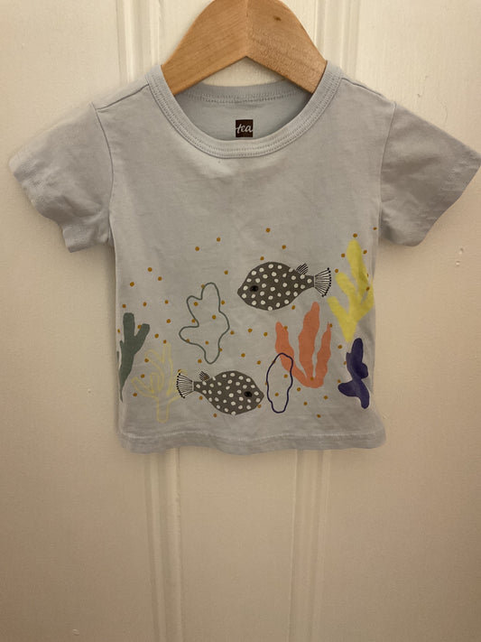 tea Fish T-shirt 9-12mo. Very Good