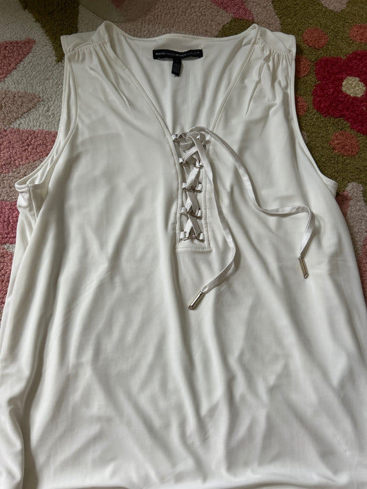WHBM white lined lace-up tank 