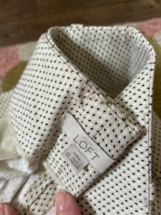 LOFT The Marissa beige dotted capri pants 