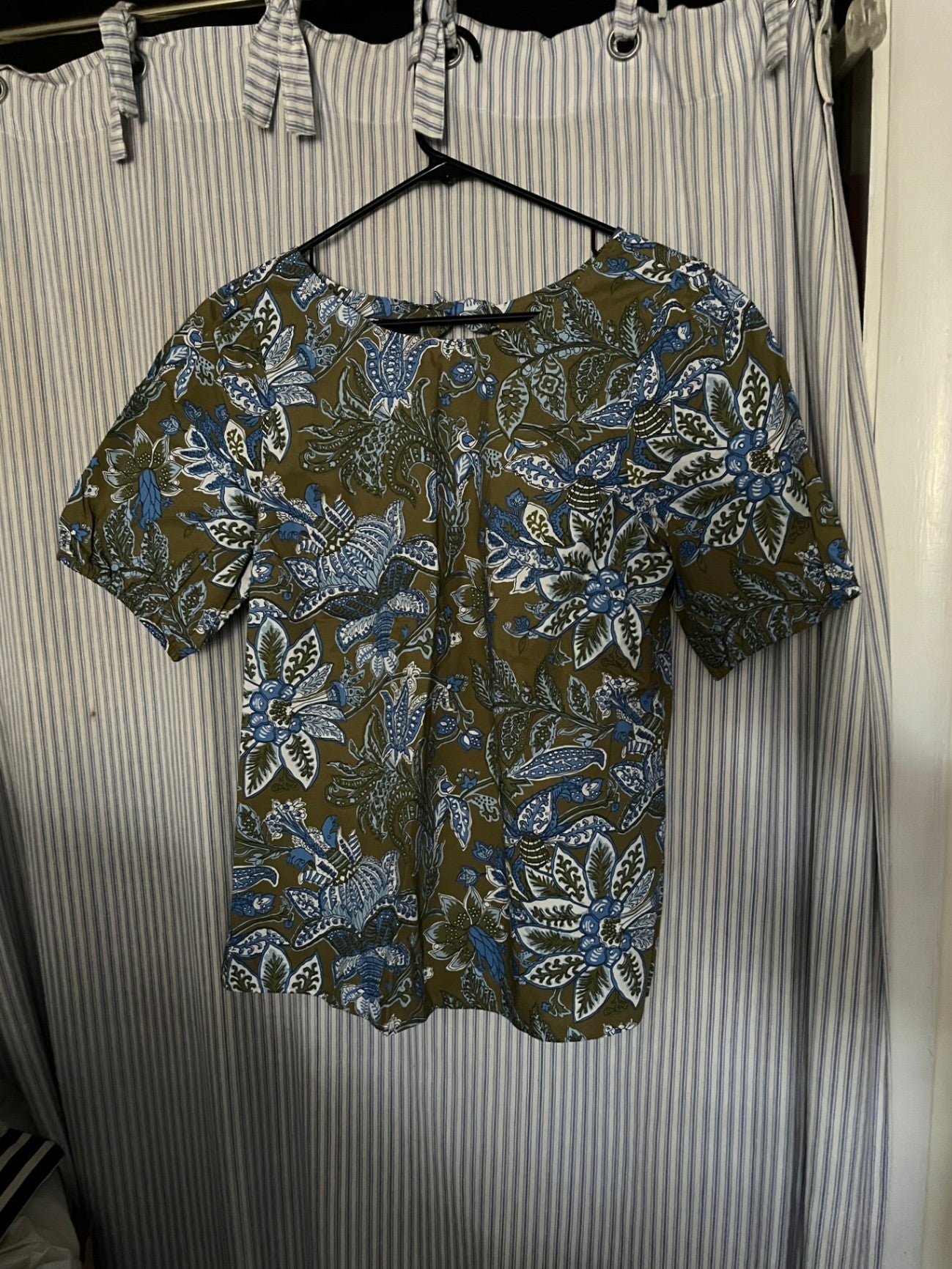 Floral Jacobian Print Short Sleeve Blouse