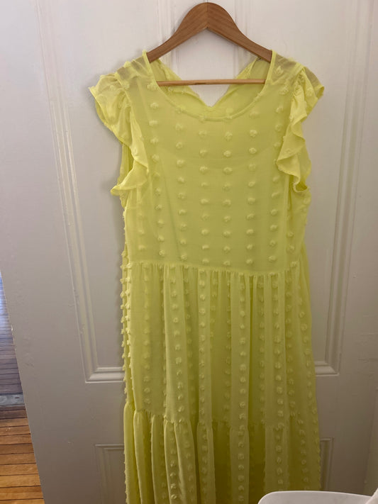 Yellow Textured Midi Dress