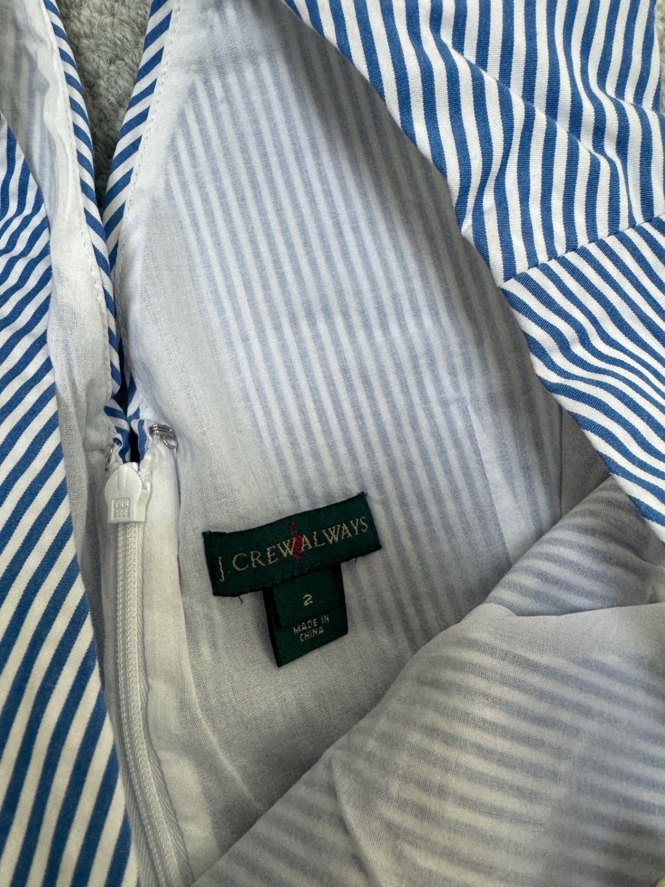  J Crew blue & white striped blouse 
