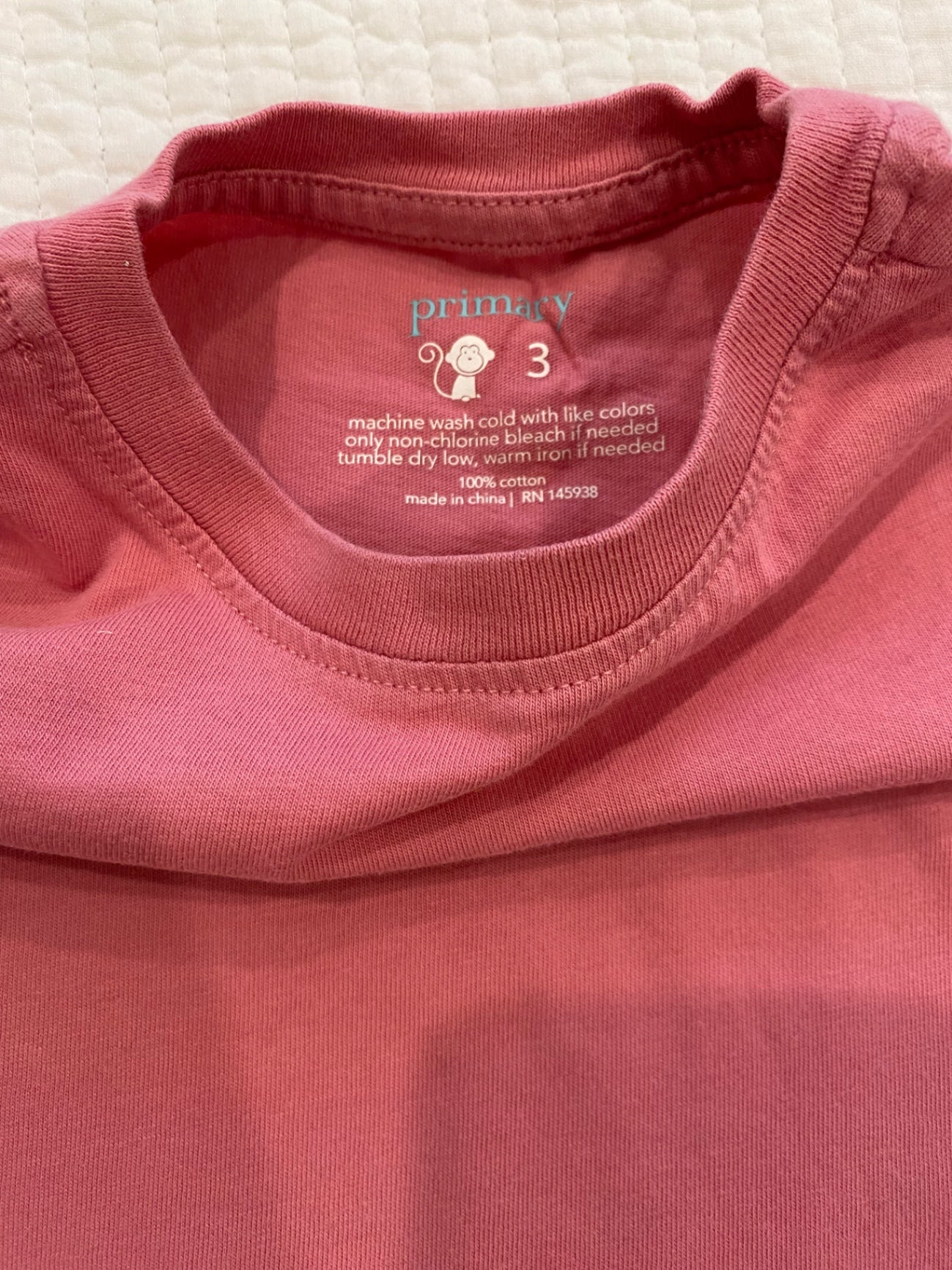 Primary Girl’s dusty rose Long Sleeve Top 3 Very Good