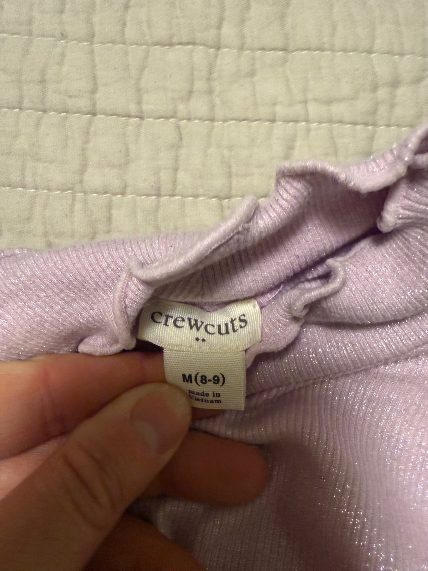 Crewcuts Sweater 7/8 kids Very Good light purple sparkle