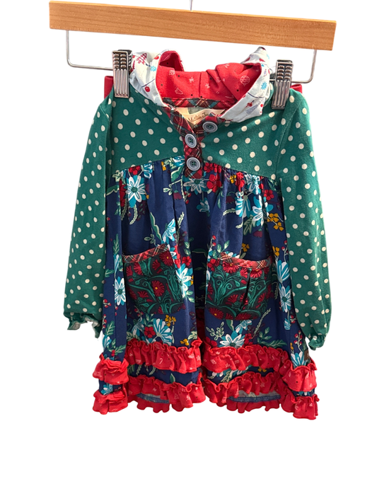 Matilda Jane Holiday Dress with Hood and Pants 18-24mo. Very Good