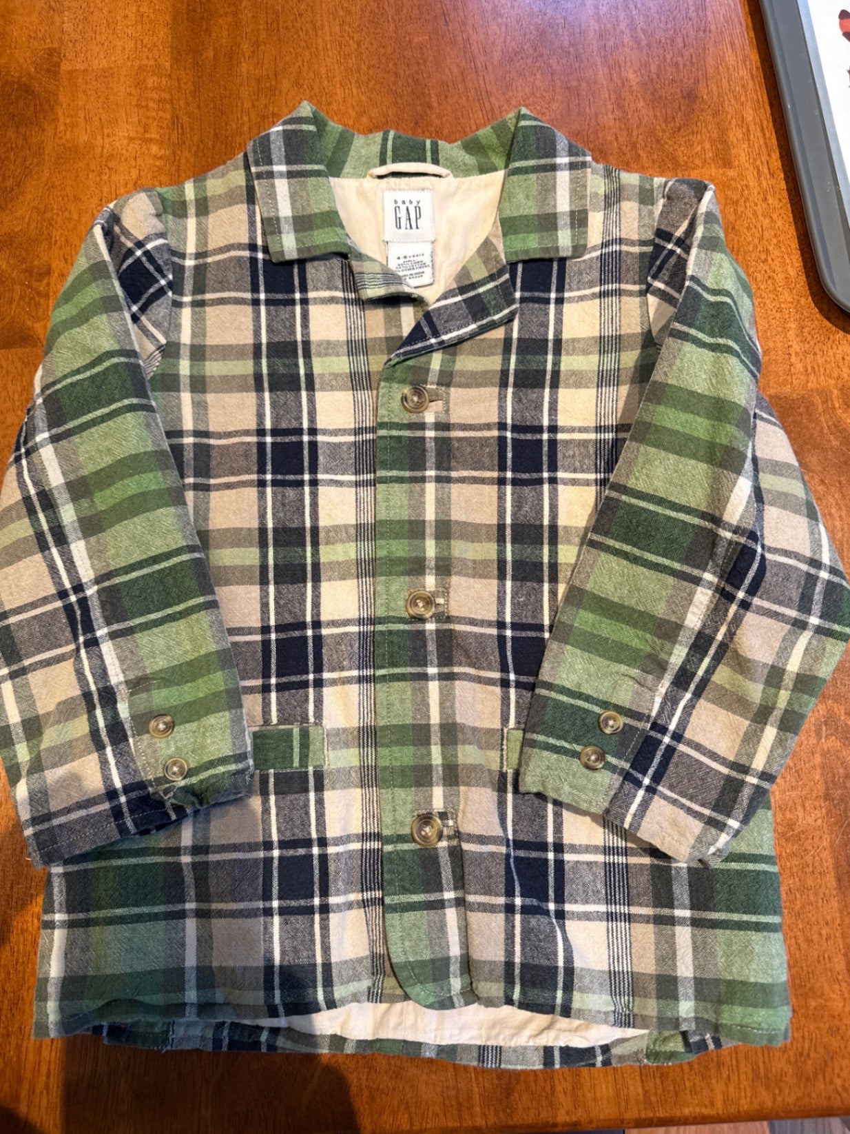 Baby GAP Linen plaid coat 4/5Y Very Good