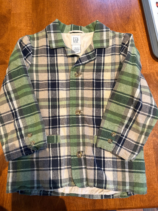 Baby GAP Linen plaid coat 4/5Y Very Good