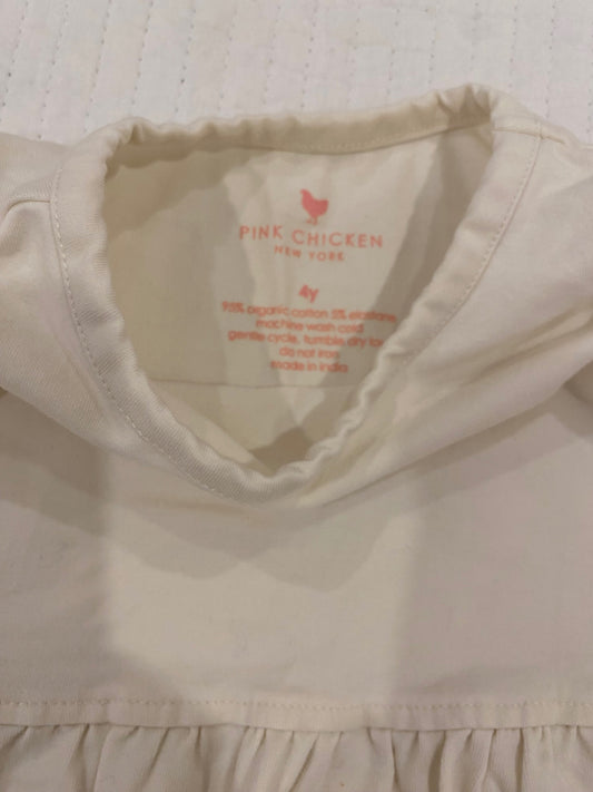 Pink Chicken Ivory Peplum Top, girls size 4, Good