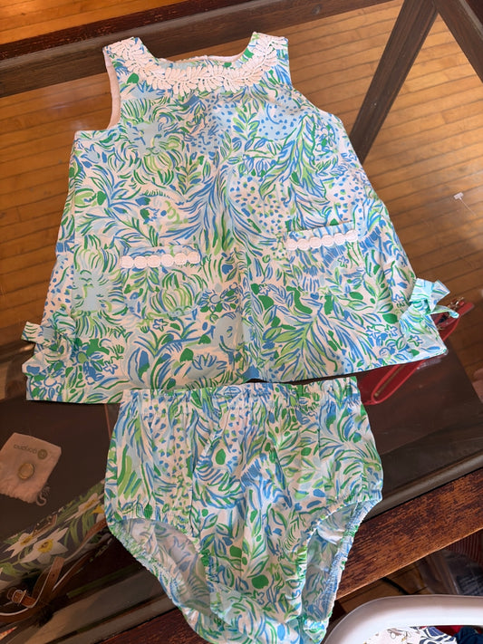 Lilly Pulitzer Dress with bloomers 12-18 mo. Very Good