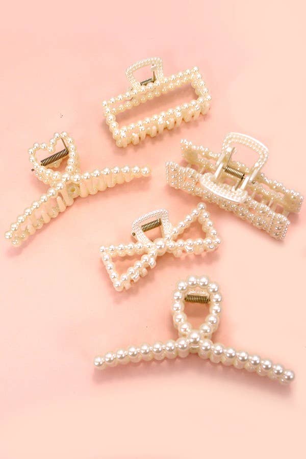 PEARL HAIR CLAW CLIPS | 40H736: BOW