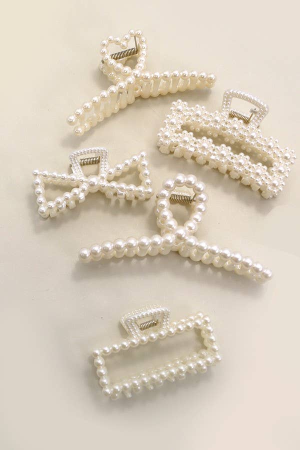 PEARL HAIR CLAW CLIPS | 40H736: BOW